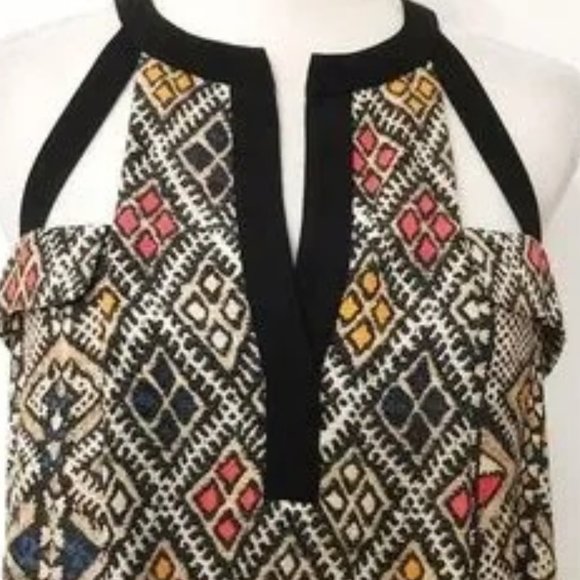 BCBGMaxAzria  BLACK STRAPS ASYMMETRICAL FLOWY CUT OUT TANK TOP - Picture 10 of 14